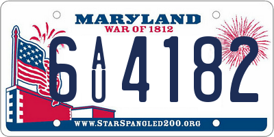 MD license plate 6AU4182