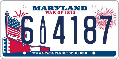MD license plate 6AU4187