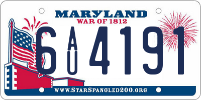 MD license plate 6AU4191