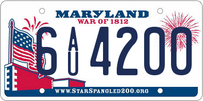 MD license plate 6AU4200