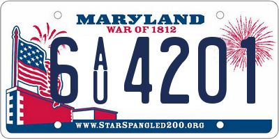 MD license plate 6AU4201