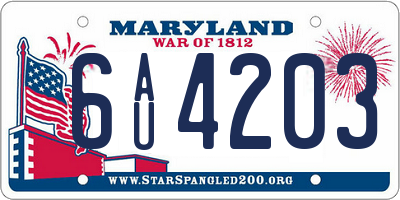 MD license plate 6AU4203