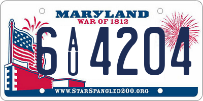 MD license plate 6AU4204