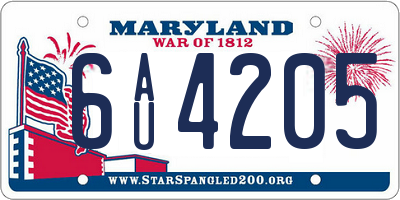 MD license plate 6AU4205