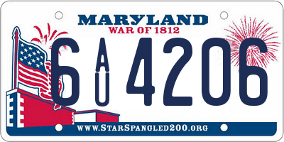 MD license plate 6AU4206