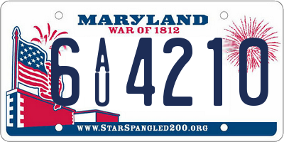 MD license plate 6AU4210