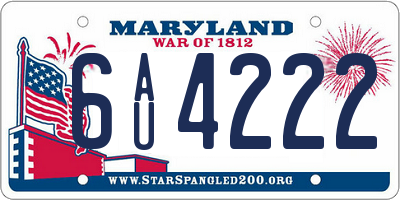 MD license plate 6AU4222