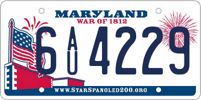 MD license plate 6AU4229