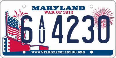 MD license plate 6AU4230