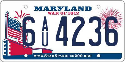 MD license plate 6AU4236