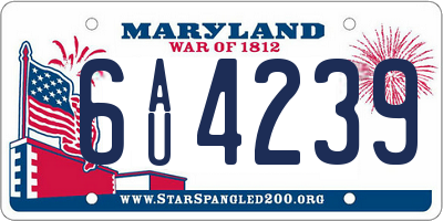 MD license plate 6AU4239