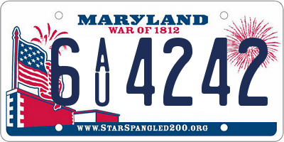MD license plate 6AU4242