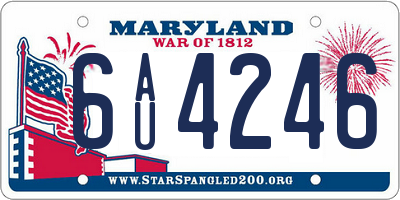 MD license plate 6AU4246