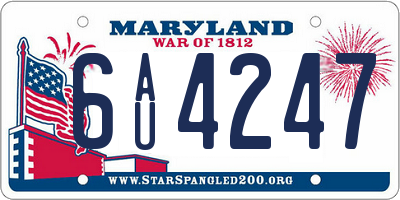 MD license plate 6AU4247