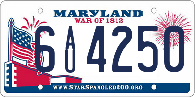 MD license plate 6AU4250