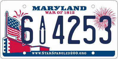 MD license plate 6AU4253