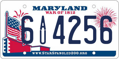 MD license plate 6AU4256