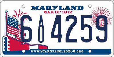 MD license plate 6AU4259