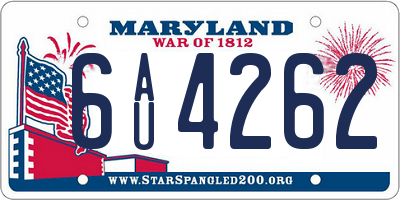 MD license plate 6AU4262
