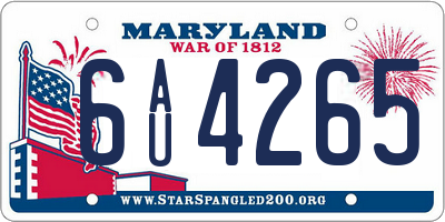 MD license plate 6AU4265