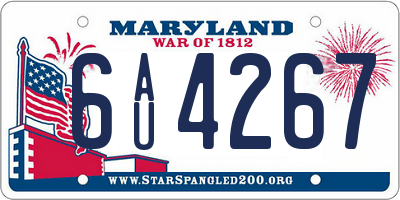 MD license plate 6AU4267