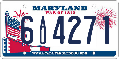 MD license plate 6AU4271