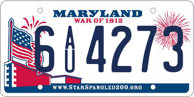 MD license plate 6AU4273