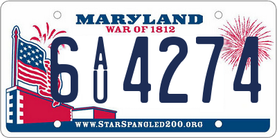 MD license plate 6AU4274