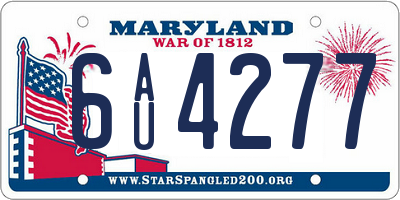 MD license plate 6AU4277