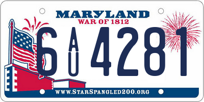 MD license plate 6AU4281