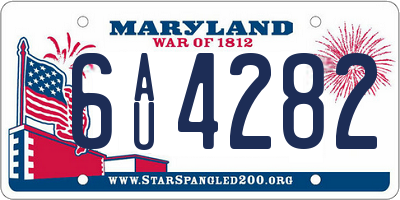 MD license plate 6AU4282