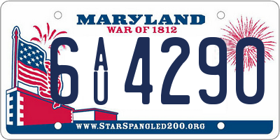 MD license plate 6AU4290