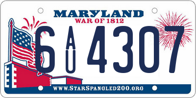 MD license plate 6AU4307