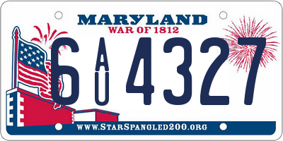 MD license plate 6AU4327