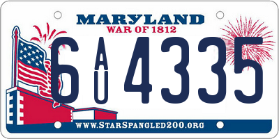 MD license plate 6AU4335
