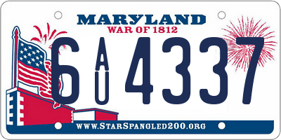 MD license plate 6AU4337