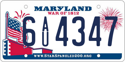 MD license plate 6AU4347