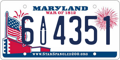 MD license plate 6AU4351