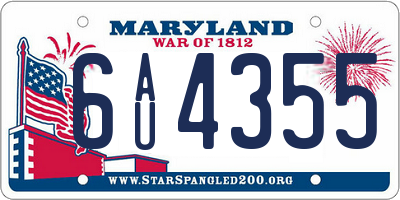 MD license plate 6AU4355
