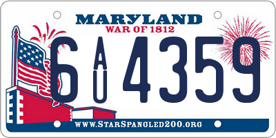 MD license plate 6AU4359