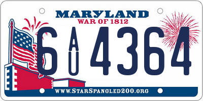 MD license plate 6AU4364