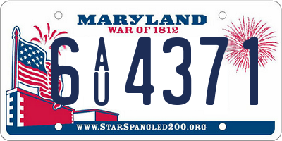 MD license plate 6AU4371