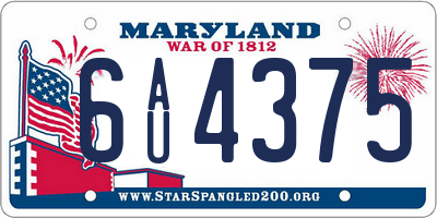 MD license plate 6AU4375