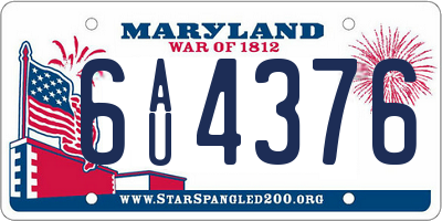 MD license plate 6AU4376