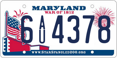 MD license plate 6AU4378