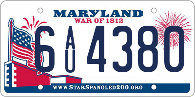 MD license plate 6AU4380