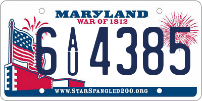 MD license plate 6AU4385
