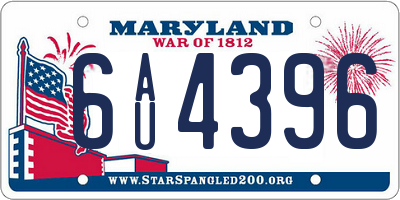 MD license plate 6AU4396