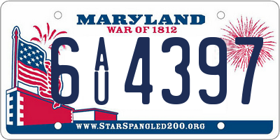 MD license plate 6AU4397