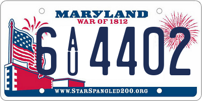 MD license plate 6AU4402